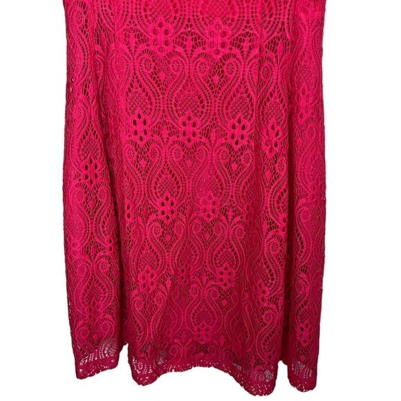 Eva Mendes NY & Co. Pink Sleeveless Embroidered Lace Fit & Flare Dress Size 8 - Picture 4 of 7